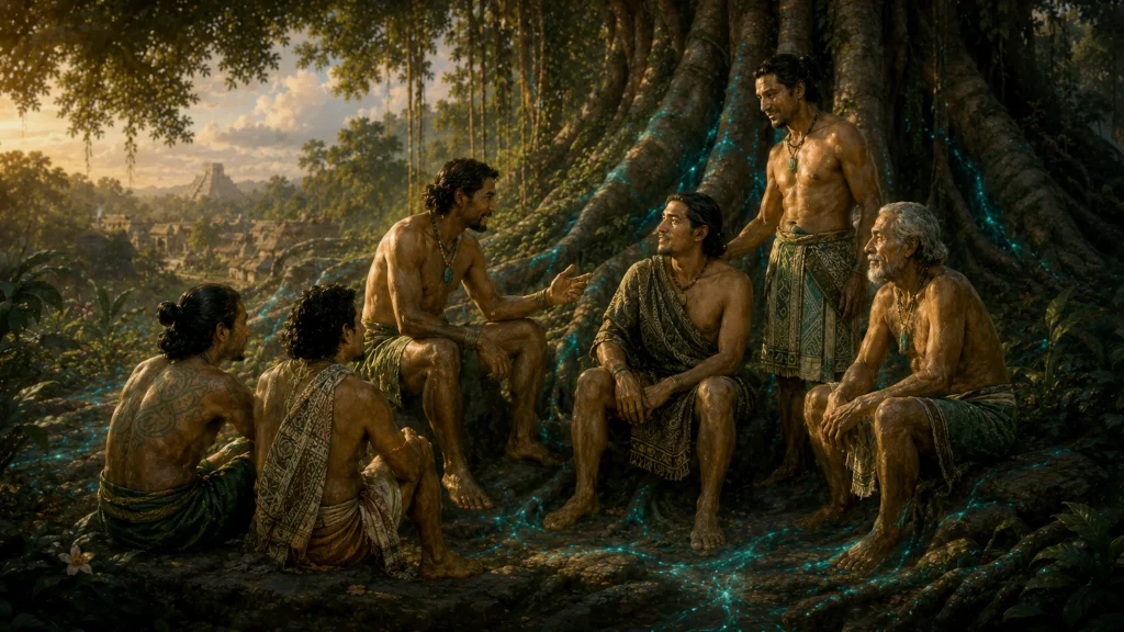 Queer men gathered beneath the Ceiba, finding chosen family, emotional intimacy, belonging, and sacred community. (Why Do Gay Men Feel So Lonely)