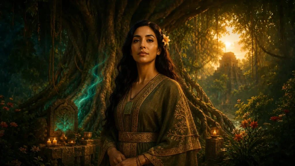 Ix’Quil, spiritual custodian of Solara’s Ceiba grove and future mother of queer hero Mo’an. (Queer Fantasy Books With a Gay Hero: Why Aurelda Begins With His Parents (Ah'Chaan and Ix'Quil))